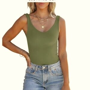 Thong scoop neck bodysuit SZ‎ S green